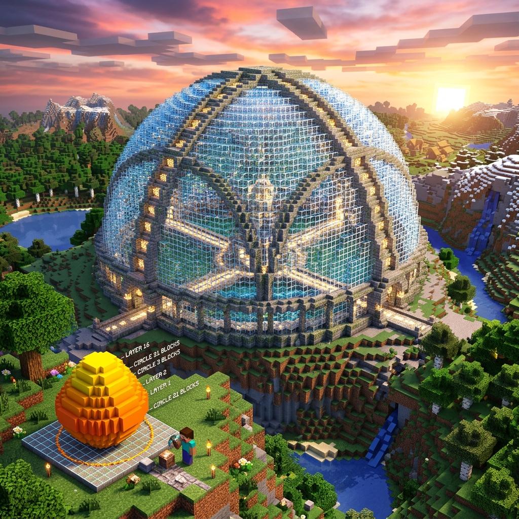 Como Criar Esferas e Círculos Perfeitos no Minecraft sem Mods: O Guia Geométrico